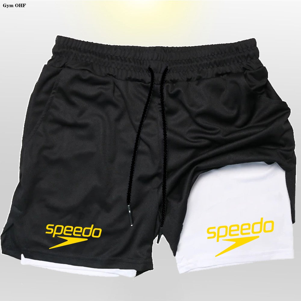 Fitness 2-in-1 training shorts, suitable for men, beach running quick-dry shorts, outdoor sports shorts, fitness basketball shor