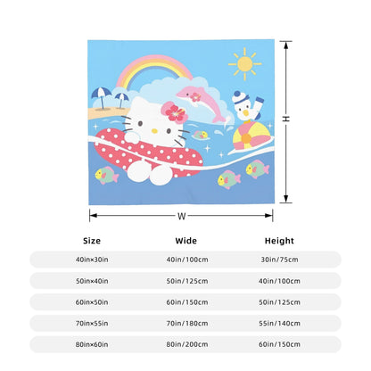 Hello Kitty Passeia de Bicicleta Pelúcia Cobertores Ótimas Mantas para Sofá Cama Sala de Estar 150*125cm Colcha