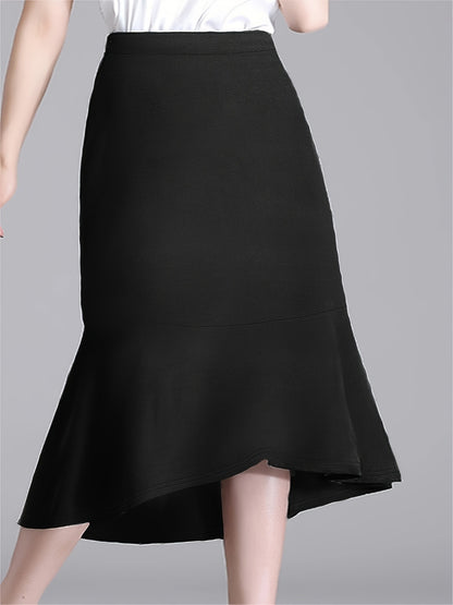 Spring and summer new plus size women's fashion temperament wind solid color half-body skirt