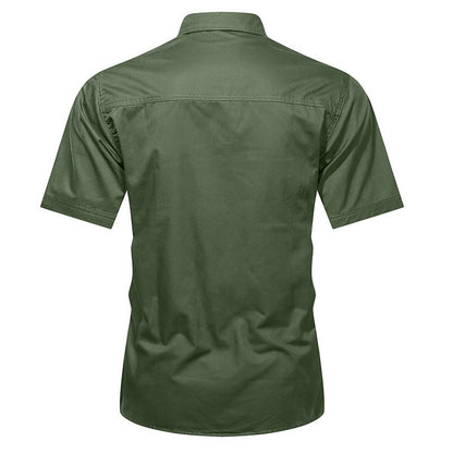 Summer Quick Dry Short Sleeve Army Fan Tactical Shirt Mens Thin Breathable Lapel Cargo Shirts Tops Outdoor Hiking Military Shirt
