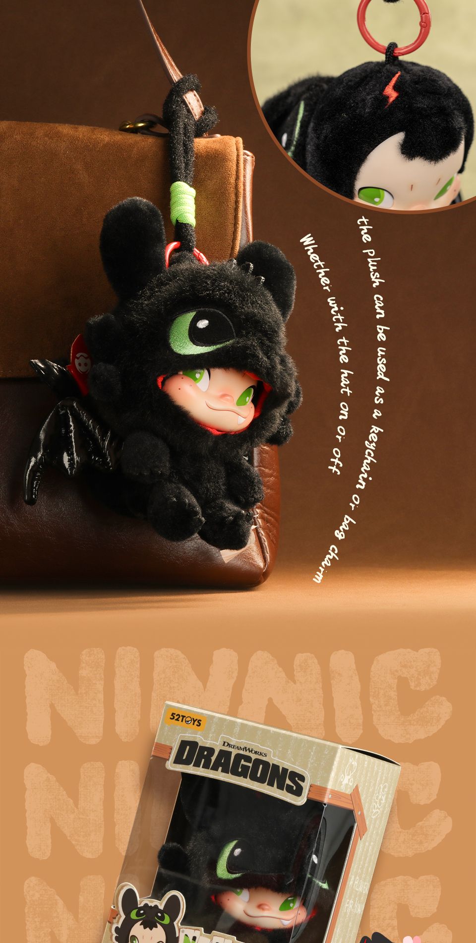 52TOYS NINNIC & TOOTHLESS Pelúcia Edição Limitada, Altura: 17cm/6,7 polegadas