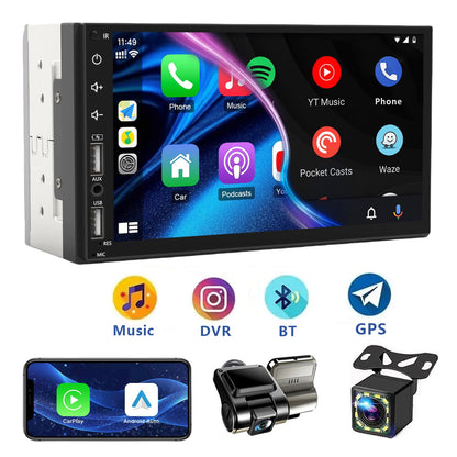 Leadfan 7 polegadas Tela Touchscreen Som Automotivo 2 Din CarPlay Android Auto Player de Vídeo para Carro com Câmera de Painel e Câmera de Ré BT FM 2USB
