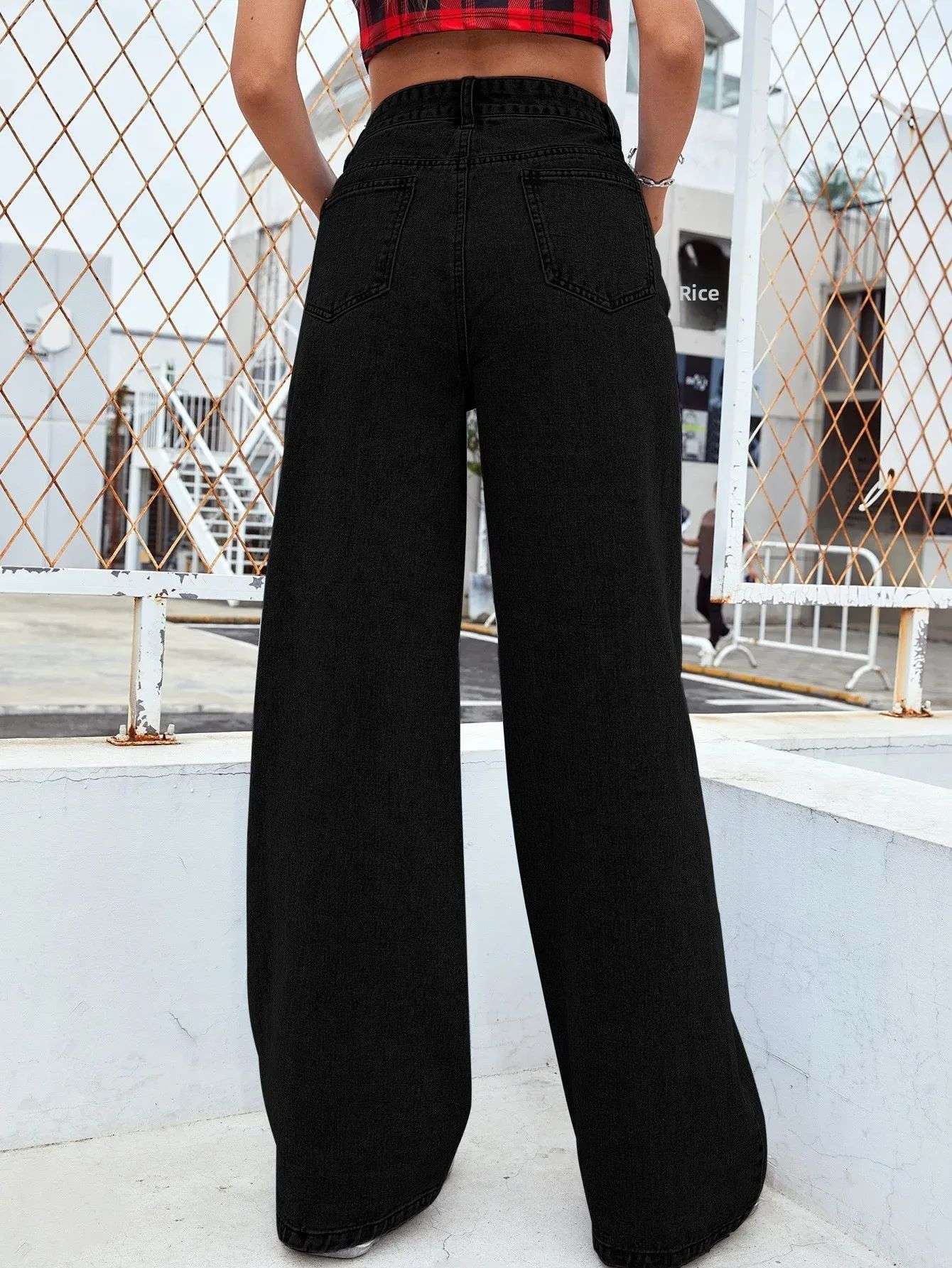 2000s Jeans Women High Waist Wide Leg Straight Y2K Jean Women's Loose Fit Denim Trousers Comfortable Plus Size Casual Pants