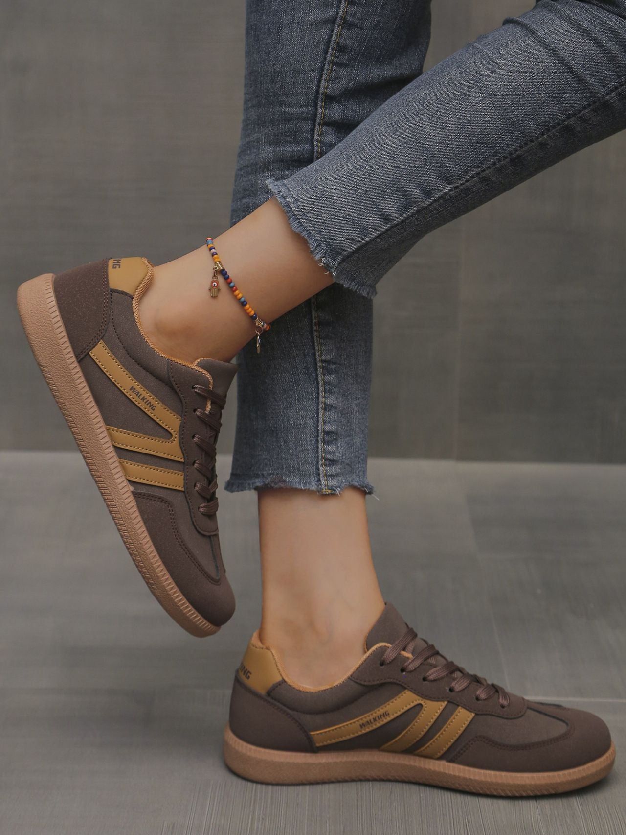 Mix Color Women's Autumn Sneakers Fashion Splicing Flat Heel Vulcanized Shoes Female Lace-Up Non-Slip Pu Leather Casual Shoes