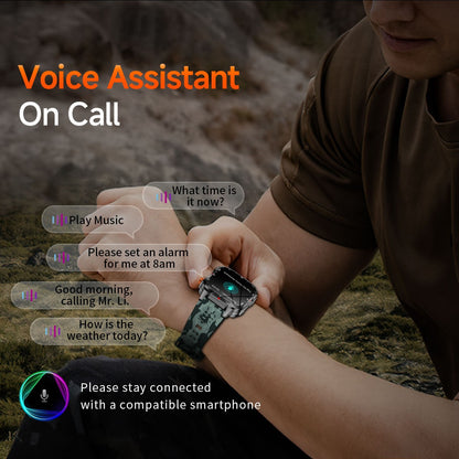 Novo Smartwatch Global 2.01 Polegadas Bateria Grande de 1100mAh Luz LED Bússola Masculino Relógio Esportivo Outdoor Assistente de Voz Chamada Sem Fio