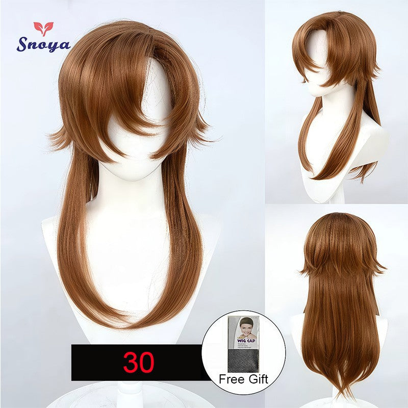 Snoya Versatile Long Synthetic Wolf Tail Cosplay Wig Suitable for Cosplay Parties Halloween Gaming And Anime Red Purple Yellow