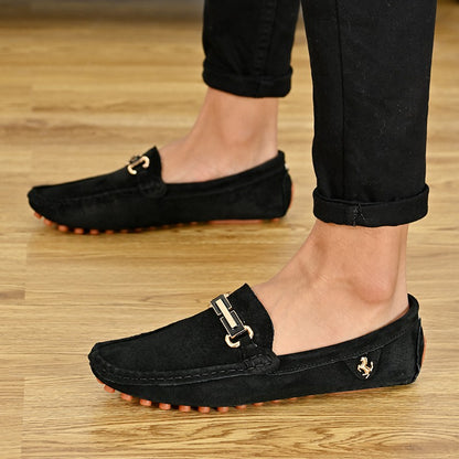 YRZL Loafers Men Big Size 48 Soft Driving Moccasins High Quality Flats Genuine Leather Shoes Men Slip-on Suede Loafers for Men