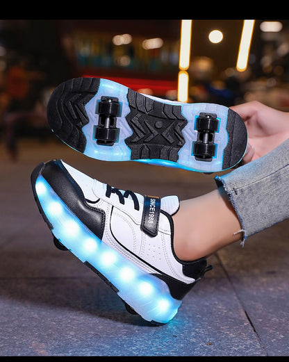Luminous Roller Skate Shoes Wheels Removeable Sneakers Kids Roller Shoes USB Charge Light Up Sport Skate Board Shoes Boys Girls