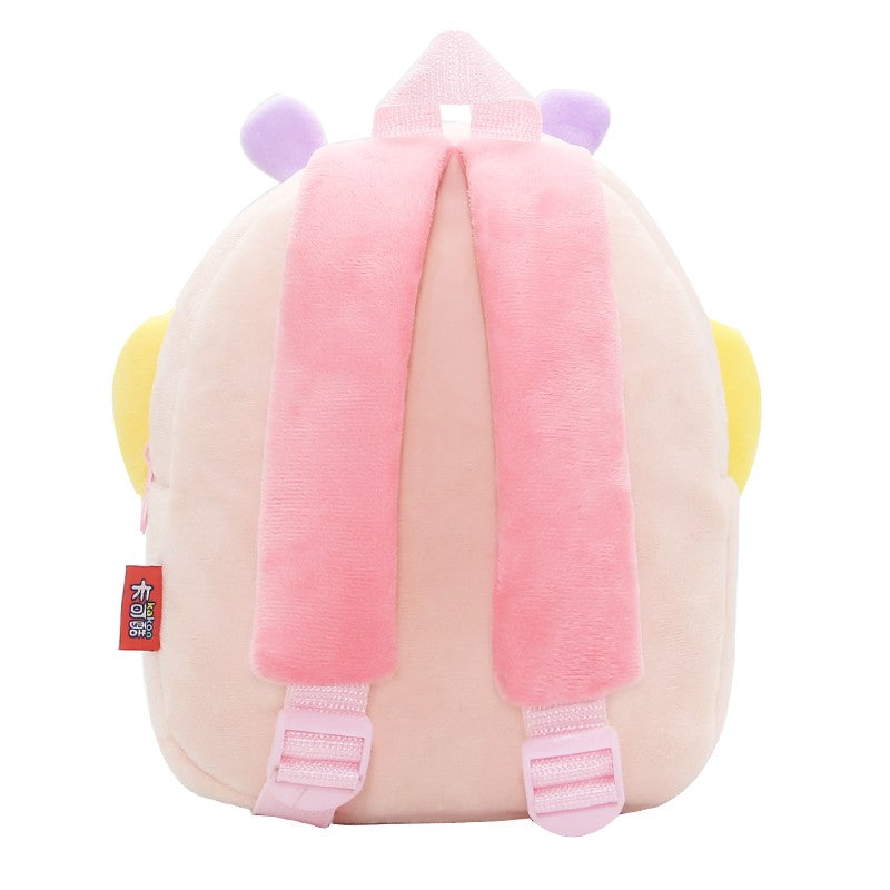 Mochila escolar para meninas, mochila infantil fofa de borboleta rosa de pelúcia, mochila escolar para jardim de infância