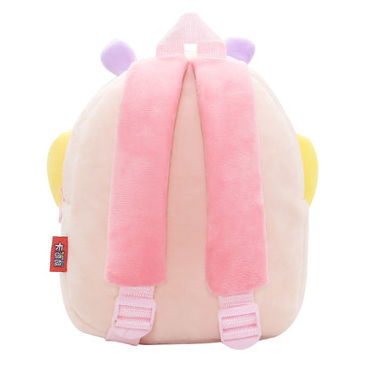 Mochila escolar para meninas, mochila infantil fofa de borboleta rosa de pelúcia, mochila escolar para jardim de infância