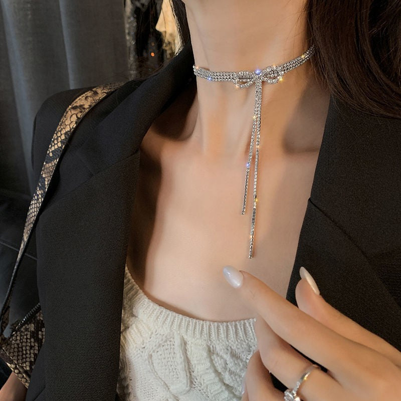 Colares com Pingente em Forma de Coração e Asas de Anjo Cor Prata Zircônia Cúbica 5A Estilo Minimalista Corrente na Clavícula Joias Femininas e para Meninas