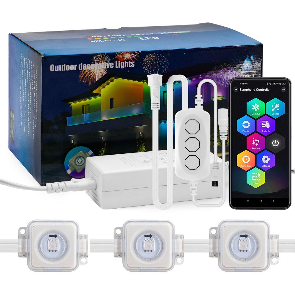5054 16703IC(WS2812B WS2811) Outdoor Eaves LED Light String Kit 2.4G BEL+WIFI Controller Waterproof Light