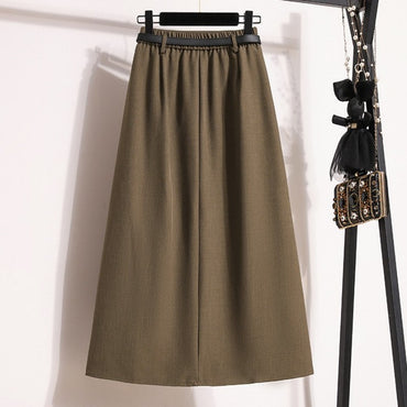 Plus Size Suit Skirts Autumn Winter Fashion New A-line Temperament Large Size Skirt Women's Solid Simplicity Casual Chic Skirt