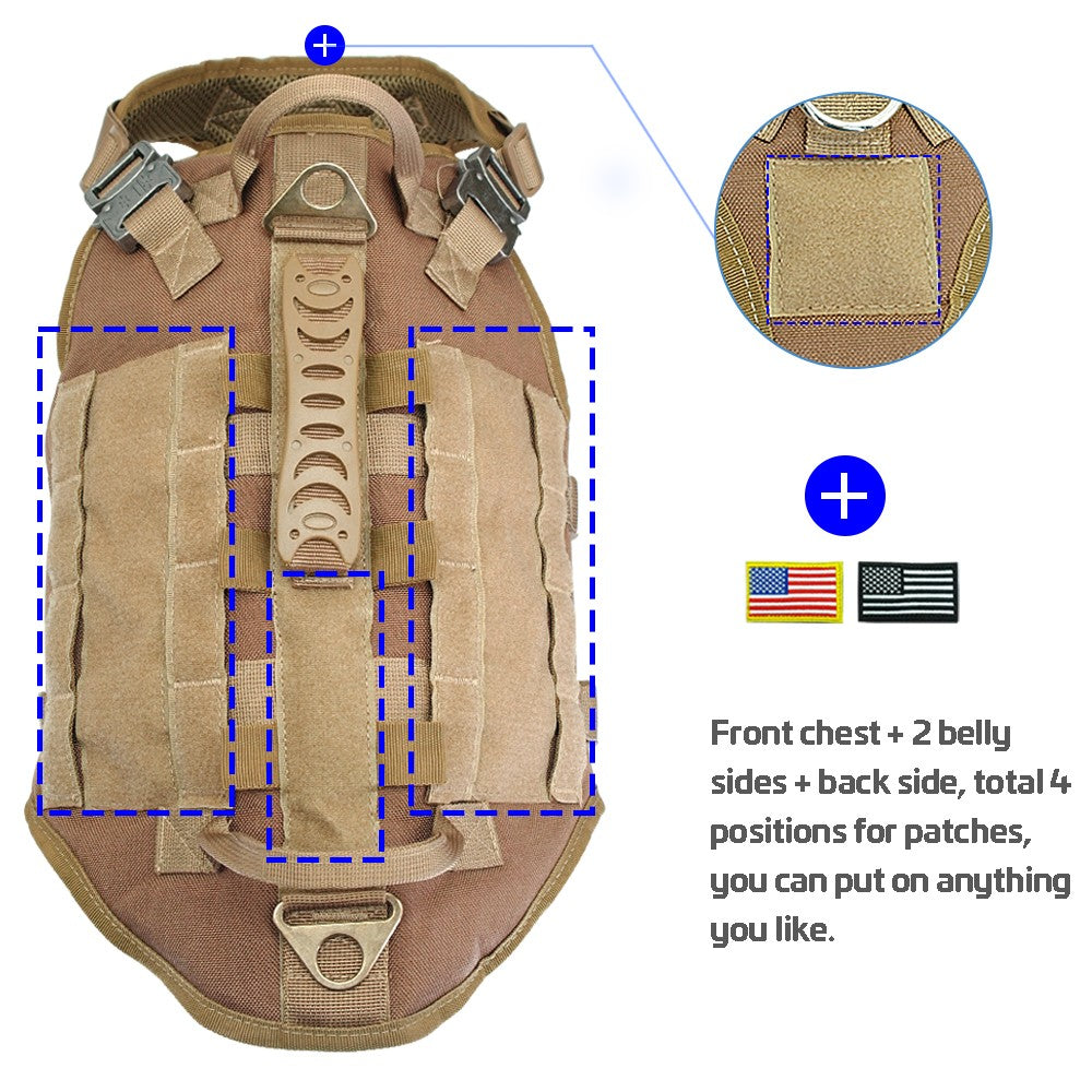 Colete Tático Militar para Cães, Sem Puxão, para Cães de Médio e Grande Porte, Treinamento, Caminhada, Colete Molle para Cães com Bolsos
