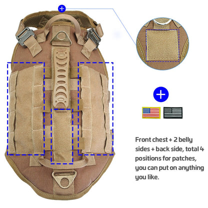 Colete Tático Militar para Cães, Sem Puxão, para Cães de Médio e Grande Porte, Treinamento, Caminhada, Colete Molle para Cães com Bolsos