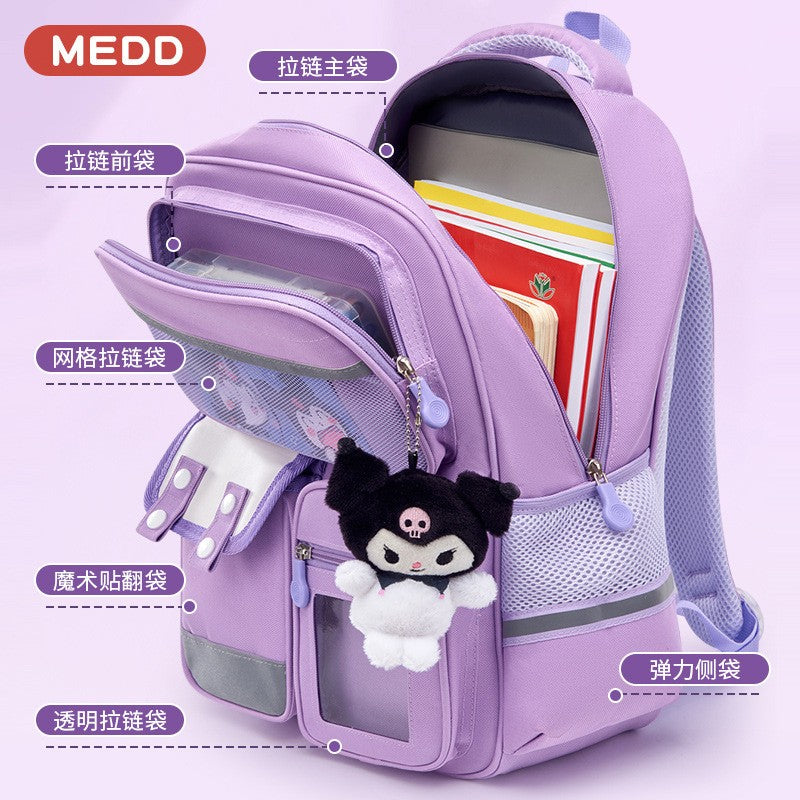 Mochila infantil de grande capacidade estilo britânico para meninas do ensino fundamental, leve, que reduz o peso e protege a coluna vertebral