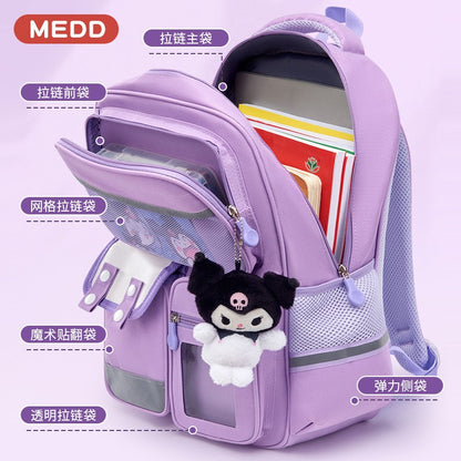 Mochila infantil de grande capacidade estilo britânico para meninas do ensino fundamental, leve, que reduz o peso e protege a coluna vertebral