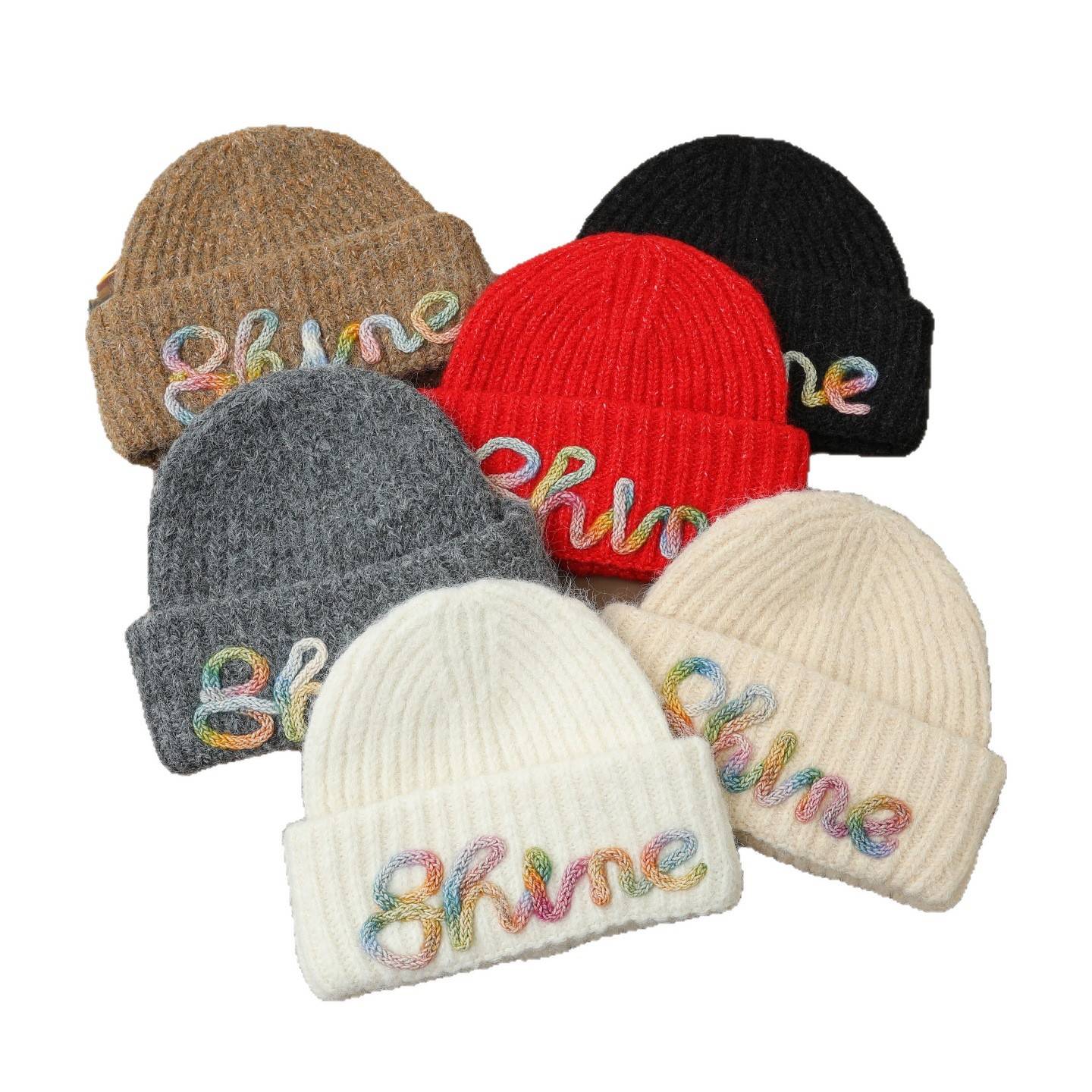Vintage Embroidered Hats Letter Korean Version Knitted Hat for Autumn and Winter Warm Ear Protection Knitted Hats