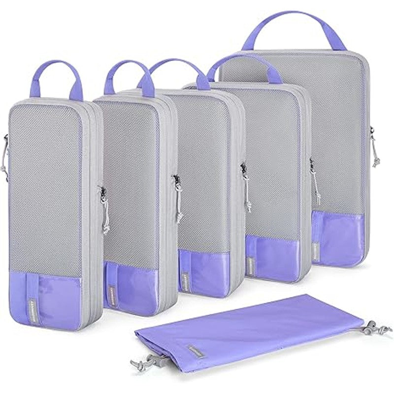 BAGSMART 6 Set Compression Packing Cubes for Travel Lightweight Luggage Organizer Bags Durable Space Saver Bags Travel Essential