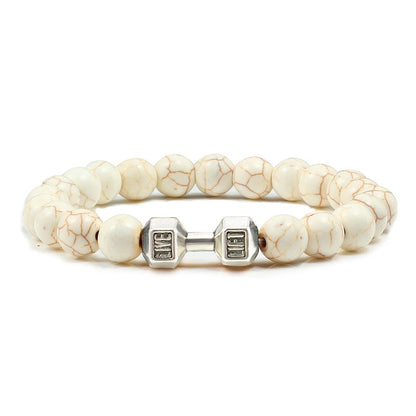 Pulseira Feminina/Masculina Ajustável Desgastada Preta, com Contas, Haltere, Joias de Yoga, Braceletes Originais