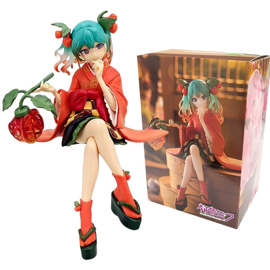 Anim Hatsune Miku Sitting Posture Figure Cat Ear Hatsune Model Desktop Decor Collectible Toy Gift for Fans Japanese Kawaii Otaku