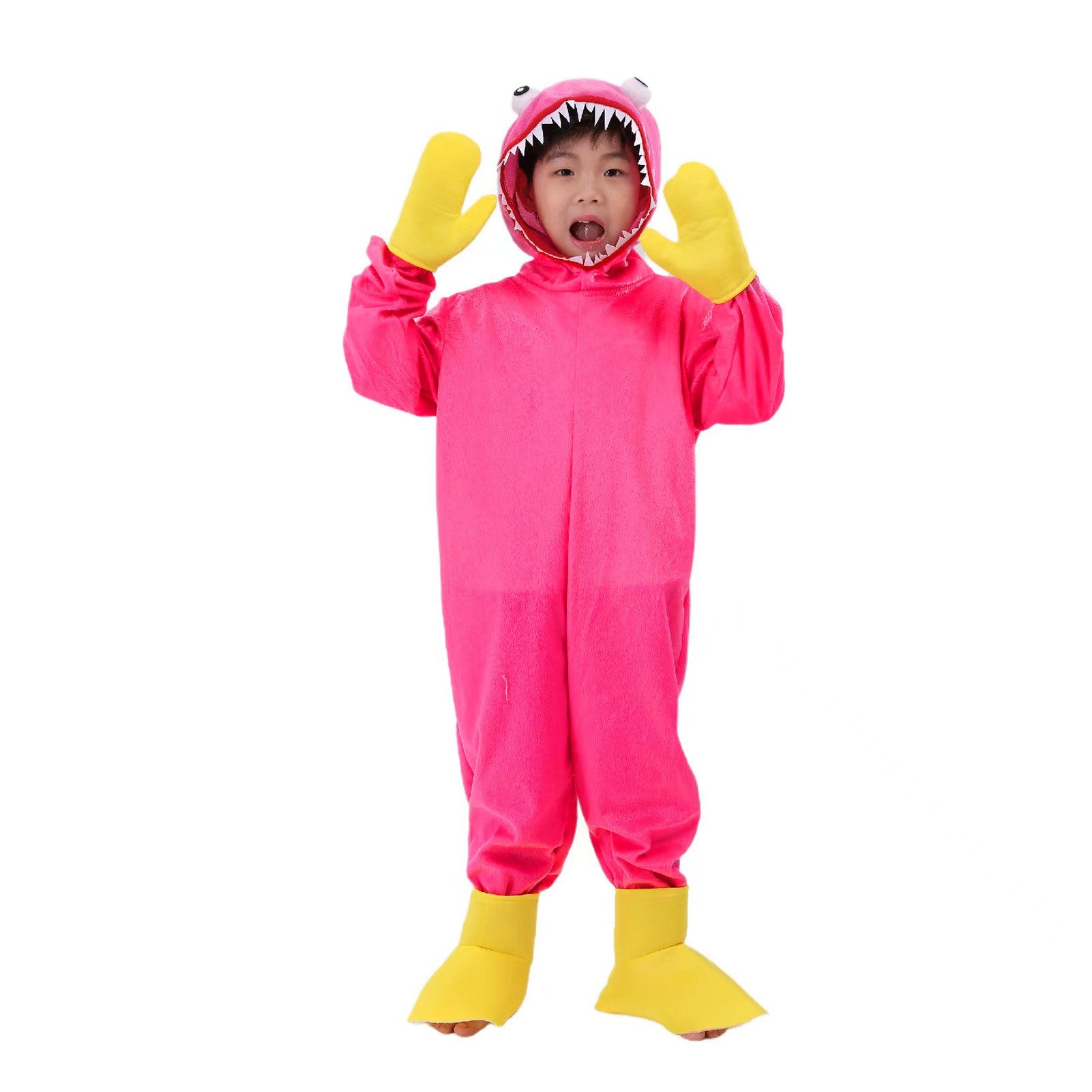 Blue Monster Cosplay Costume Play Game Character Plush Horror Scary Soft Gift for Boys Girls Halloween Party Hooded Jumpsuit