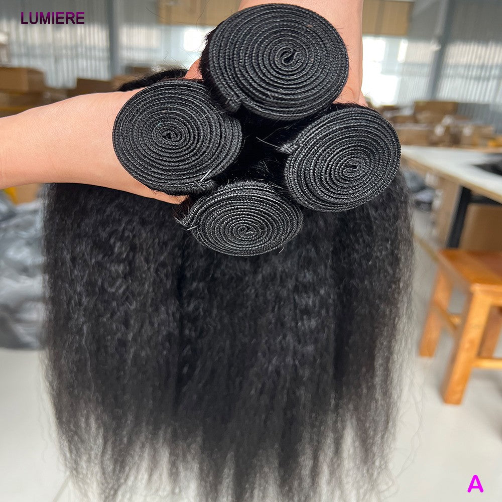 Pacotes de Cabelo Humano Liso Kinky Yaki 100% Cabelo Humano Virgem Puro Brasileiro Extensões de Cabelo em Promoção/Liquidação