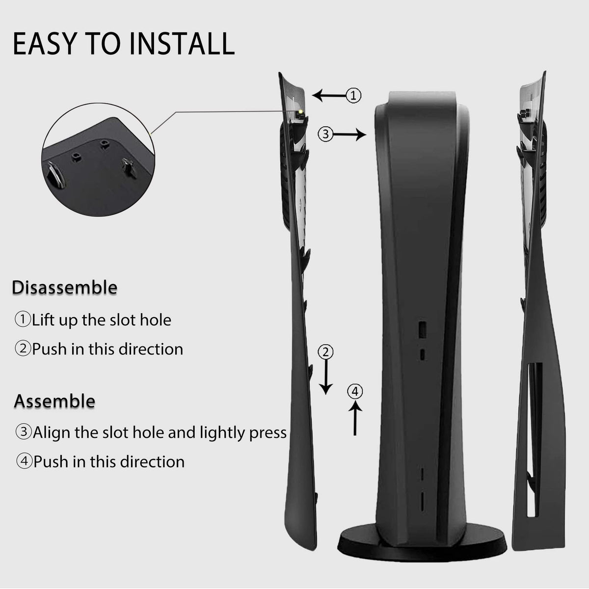 Faceplate for PS5 with Cooling Vent Face Plate Console Cover for Disc Edition Replacement Side Plate Shell Accessories,Black