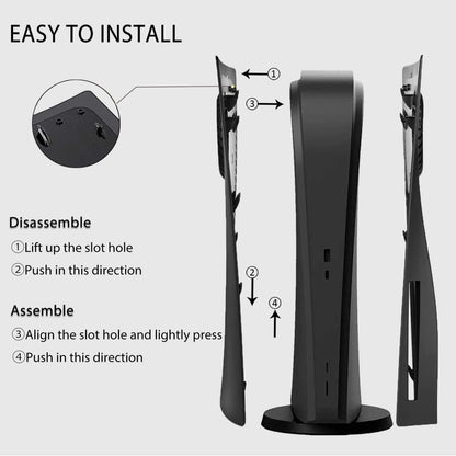 Faceplate for PS5 with Cooling Vent Face Plate Console Cover for Disc Edition Replacement Side Plate Shell Accessories,Black