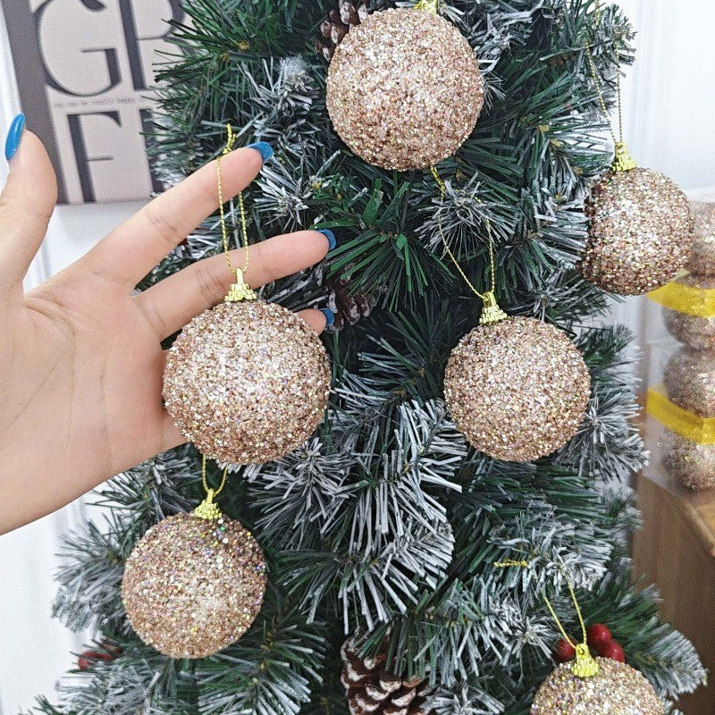 6-30pcs Champagne Gold Glitter Christmas Balls 6cm Xmas Tree Hanging Sparkling Ball Pendants for New Year Party Decor Ornaments