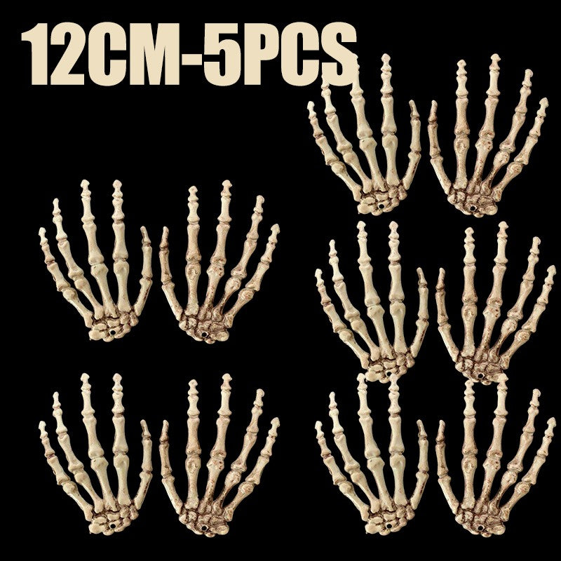 1 Pair Of Halloween Skeleton Hands Haunted House Bar Party Plastic Horror Props Dummy Hands Bones Halloween Scene Decor Supplies