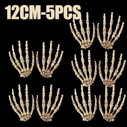1 Pair Of Halloween Skeleton Hands Haunted House Bar Party Plastic Horror Props Dummy Hands Bones Halloween Scene Decor Supplies