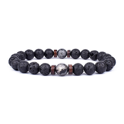Pulseira de Pedra Vulcânica para Homens Lava Madeira 8mm Contas Pulseira Buda Tibetano Corrente de Pulso Feminina Masculina Jóias Presente Novas Pulseiras