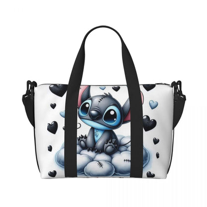 Custom Large SLilo And Stitch Cartoon Tote Bag Women Anime Shopping Shoulder Beach Gym Travel Bag