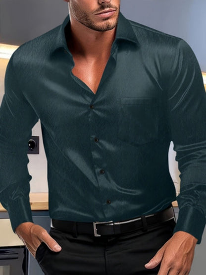High Quality Elastic Anti-Wrinkle Shirt For Men Long Sleeve Non-Ironing Anti-Wrinkle Business High-End Casual Slim Fit Top