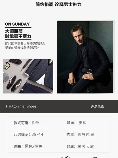 Oxfords Leather Men's Shoes Casual Dress Men Lace Up Breathable Formal Office for Man Big Size 38-48 Flats 2024