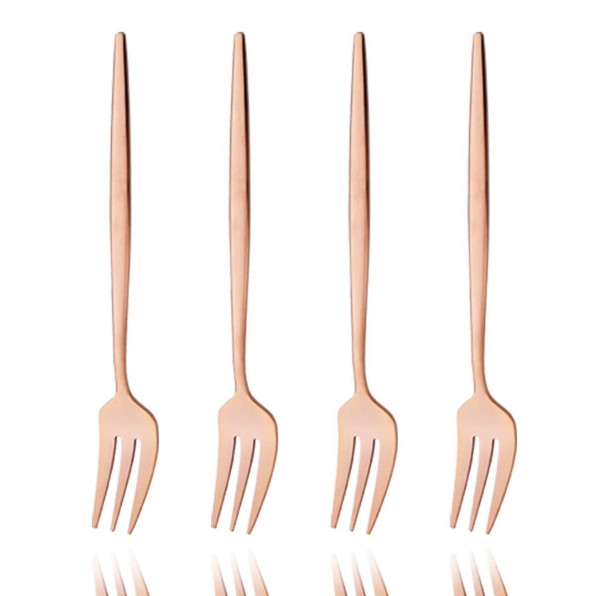 4Pcs Gold Fruit Cake Dinnerware Set Mirror Stainless Steel Tea Fork Set Snack Dessert Fork Small Salad Cutlery Kitchen Utensils