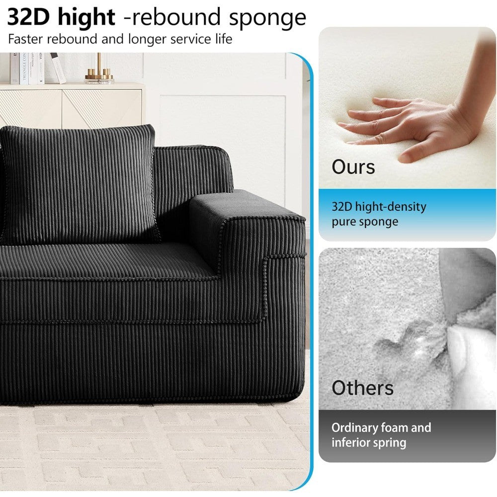 153.5" Luxury Modular Sectional Cloud Couch – Boneless Deep-Seat Corduroy Sofa for Living Room, Modern & No Assembly