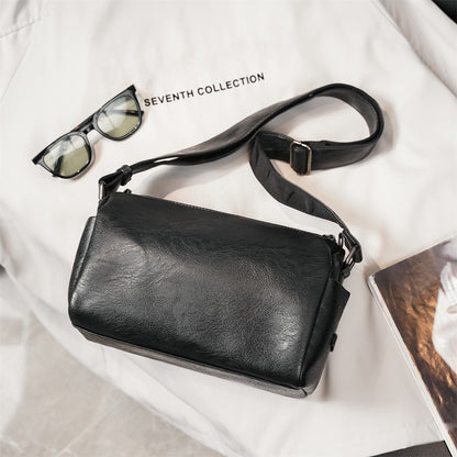 New soft leather men's bag shoulder bag men's leather bag crossbody bag Korean version versatile casual bag small shoulder bag B