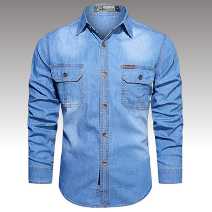 Men's Spring Denim Thin Shirt Soft Cotton Slim Fit Jeans Cowboy Streetwear Male Autumn Long Sleeve Shirts Plus Size 5XL