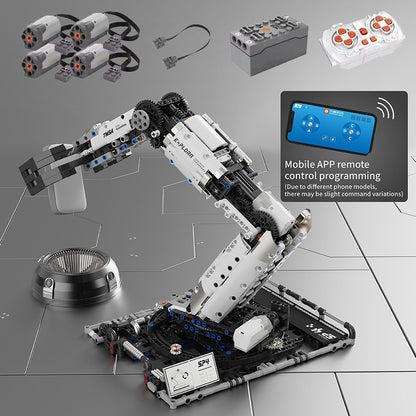 Brinquedo de Controle Remoto Programável com Blocos de Construção de Braço Robótico STEM Aprendizagem Cultivo do interesse em engenharia mecânica