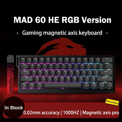 Teclado Gamer Switch Magnético MADLIONS MAD 60/68HE Com Fio Drive Web Custom 8K 61/68 Retorno RT Ajustável Hot Swap