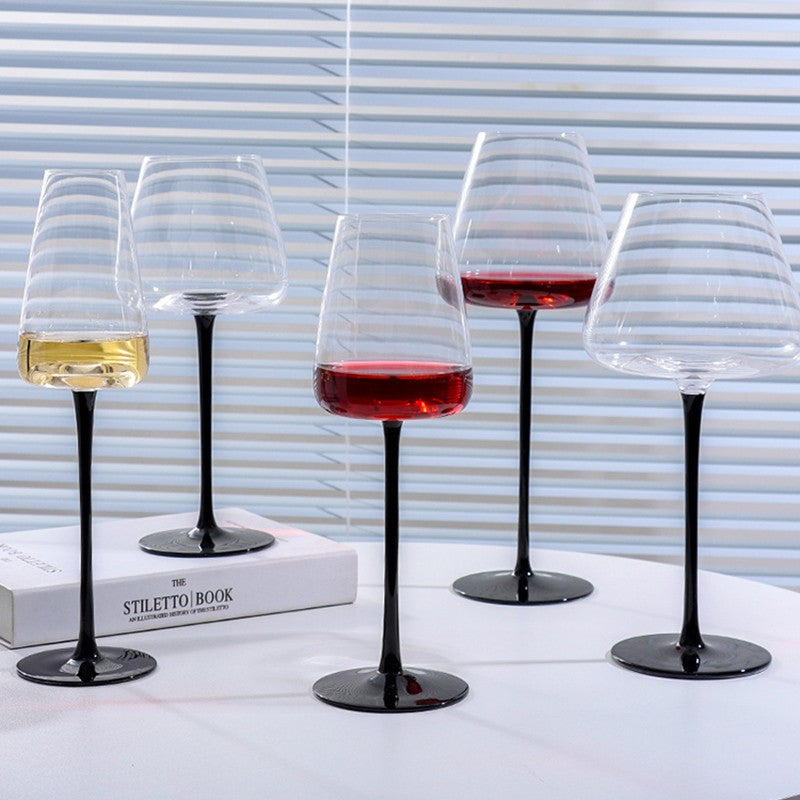 Copo de vidro transparente com base preta e pé alto, taça de champanhe criativa, taças de vinho, copo de coquetel, utensílios de vinho domésticos
