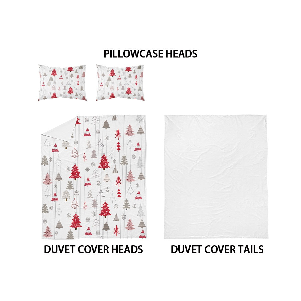 3-piece Christmas themed Christmas tree pattern print (1 duvet cover+2 pillowcases, no core) comfortable bedding set