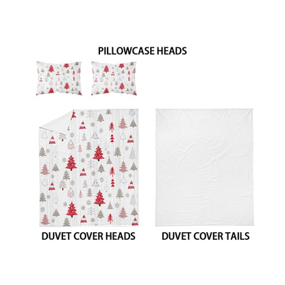 3-piece Christmas themed Christmas tree pattern print (1 duvet cover+2 pillowcases, no core) comfortable bedding set