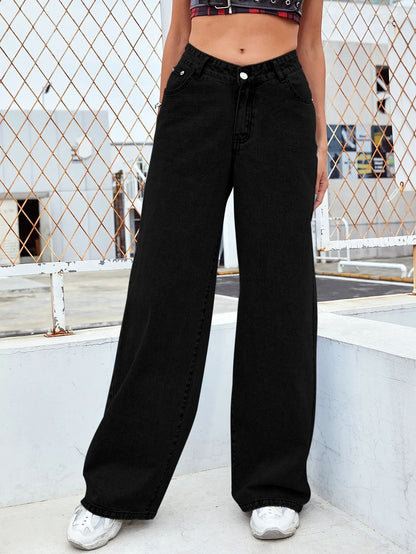 2000s Jeans Women High Waist Wide Leg Straight Y2K Jean Women's Loose Fit Denim Trousers Comfortable Plus Size Casual Pants