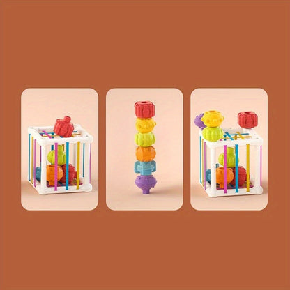 Atividade Sensorial de Empilhar Cubos Geométricos Jogo de Treinamento de Habilidades Motoras Finas e Dedos Brinquedos Educacionais Precoces Para Bebês Presente