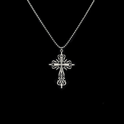 Gothic Big Zircon Cross Necklace Unisex Y2K Irregular Goth Large Cross Pendant Necklaces  for Men Women Couple Necklace Jewelry