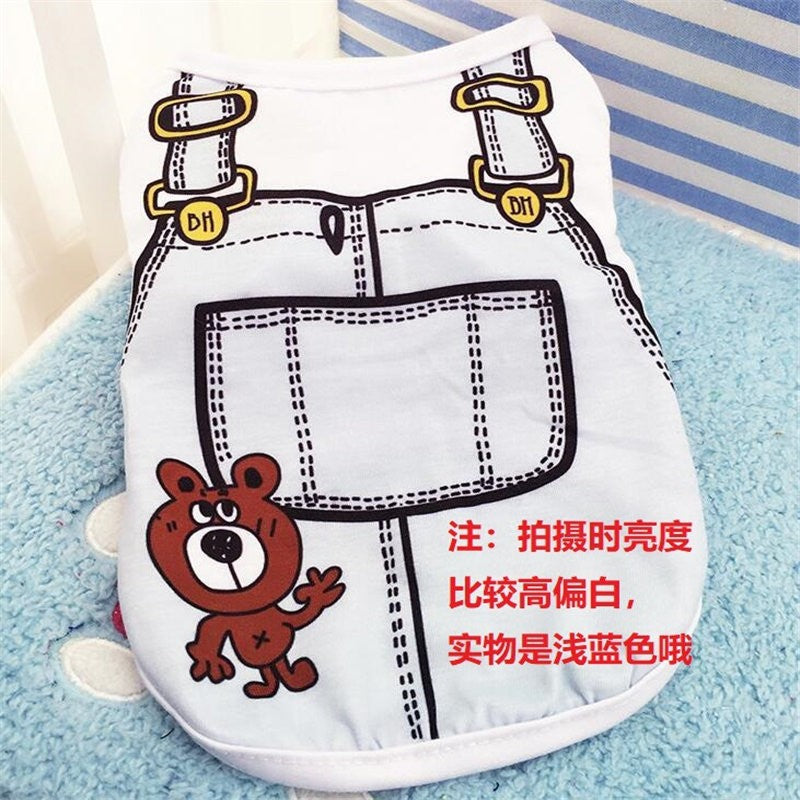 Roupas de cachorro de estimação Roupas de desenho animado Filhote de cachorro Coletes macios Camisa de verão Camiseta casual para pequenos animais de estimação