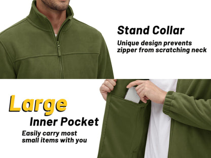 TACVASEN Winter Windproof Fleece Jackets Full Zip Mens Winter Jacket Multi-Pockets Work Coats Hiking Windbreaker Climbing Parka